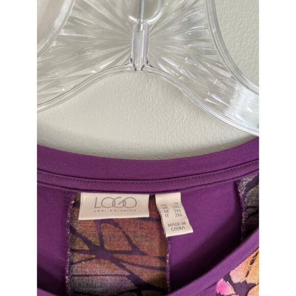 LOGO Lori Goldstein Pieced Jacquard Dress 1X Plus Size Flowy Baggy Asymmetric - Picture 10 of 16